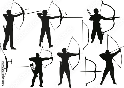 Fotografie, Obraz set of archers isolated on white