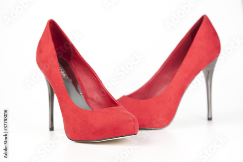 Red high heels isolated