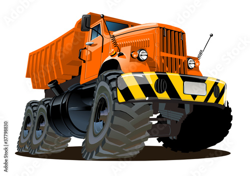 Vector cartoon dump truck 6x6