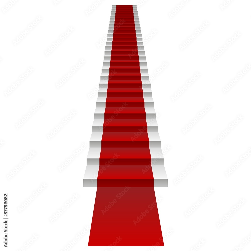 Vector concept 3D white stair and red carpet