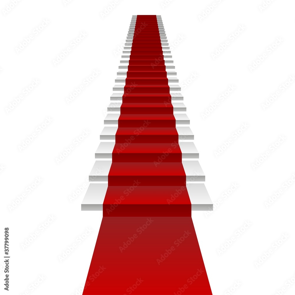 Vector concept 3D white stair and red carpet Vector concept 3D white stair and red carpet