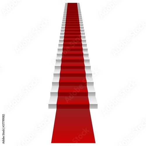 Vector concept 3D white stair and red carpet