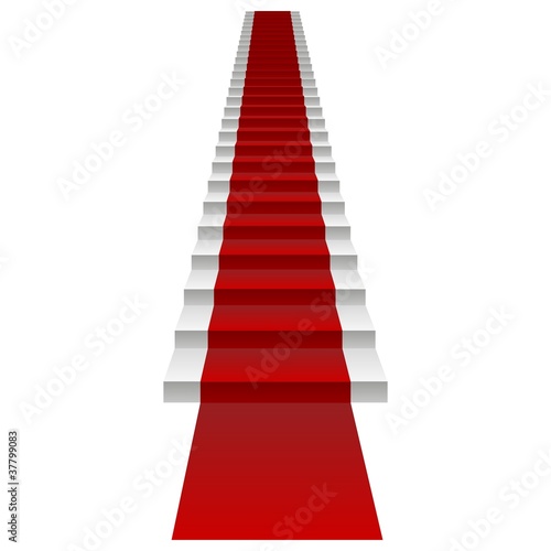 Vector concept 3D white stair and red carpet