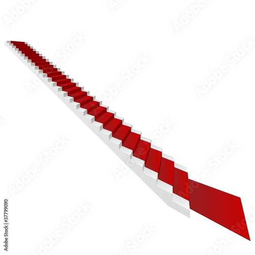 Vector concept 3D white stair and red carpet