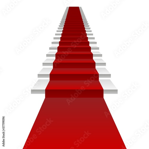 Vector concept 3D white stair and red carpet