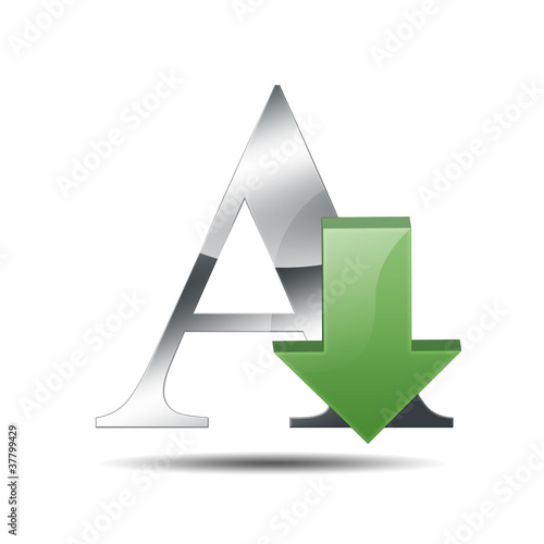 Icono fuente texto 3D con simbolo download