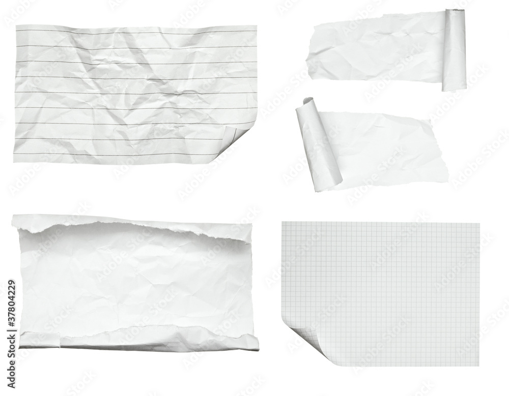 white crumpled paper with curled edge white crumpled paper with curled edge