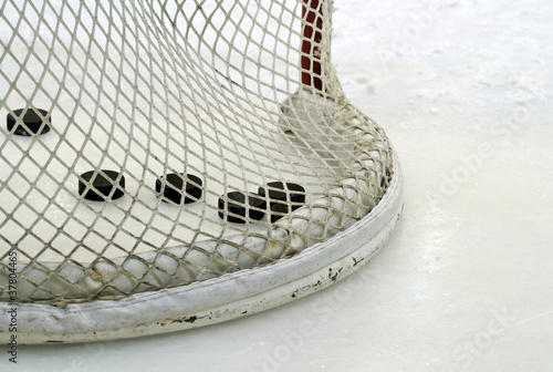 Photography ice hockey net