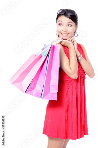 Happy Shopping Girl Holding bag