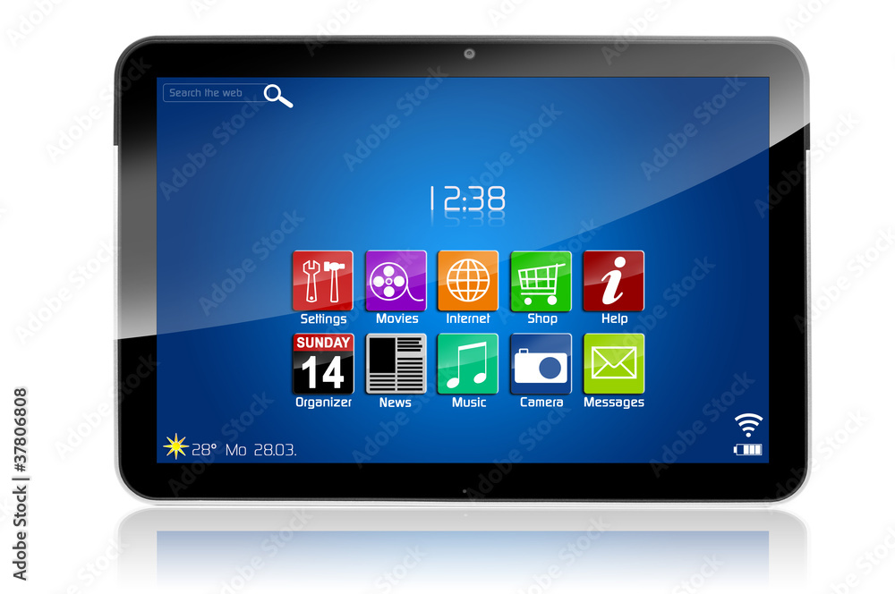 Tablet mit Apps und Widgets Tablet mit Apps und Widgets