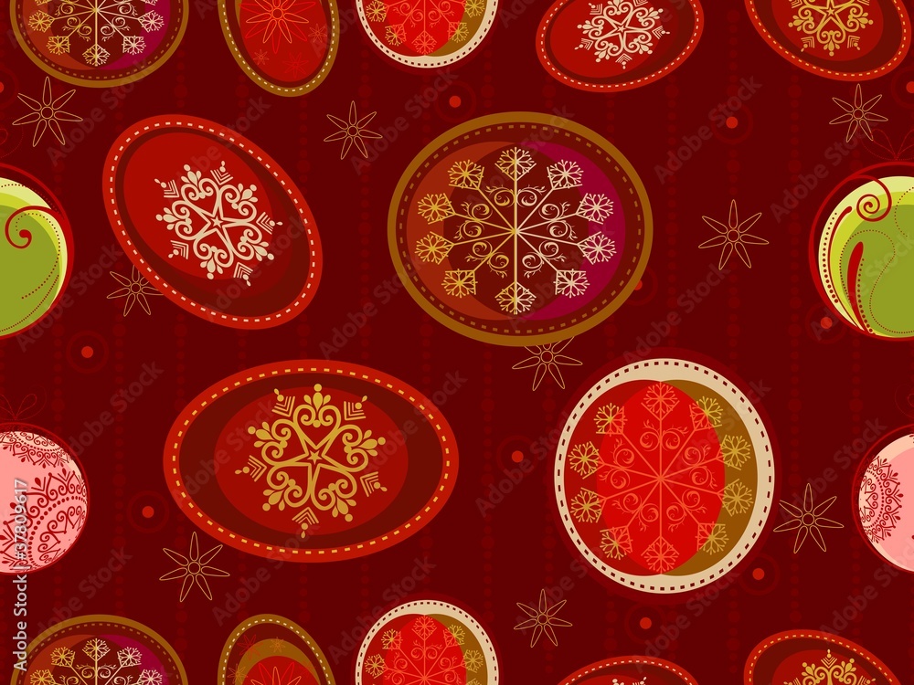 Seamless pattern with Christmas ornaments in red backgrounds.vec Seamless pattern with Christmas ornaments in red backgrounds.vec