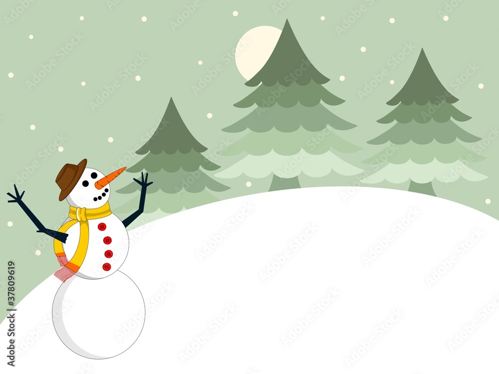 Christmas background with snowman and space for text.vector