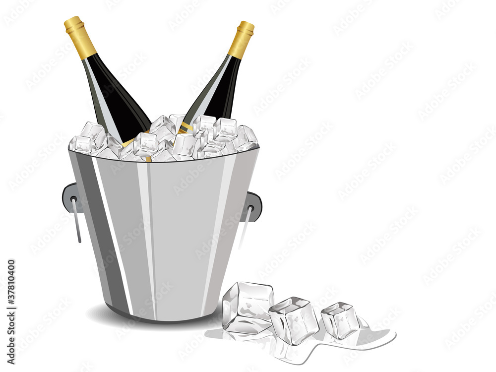vector illustration with champange bottle,ice cube bucket vector illustration with champange bottle,ice cube bucket