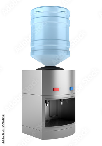 modern metallic water cooler isolated on white background