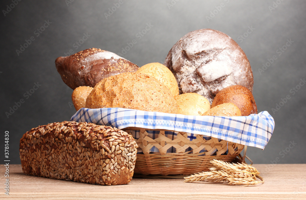 delicious bread in basket and ears delicious bread in basket and ears