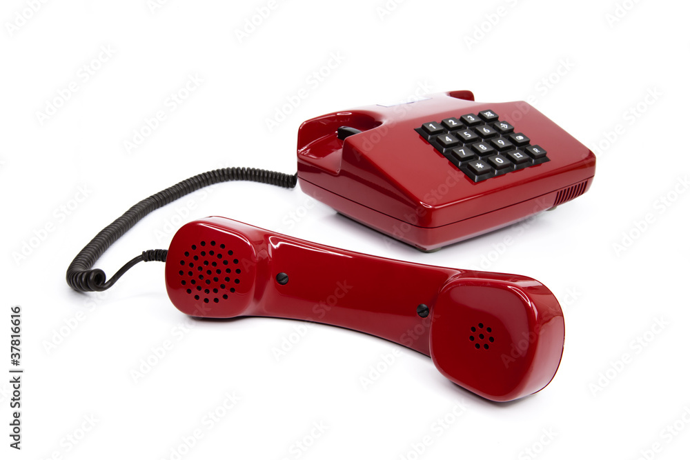 Klassisches rotes Telefon aus den Achtzigern Klassisches rotes Telefon aus den Achtzigern