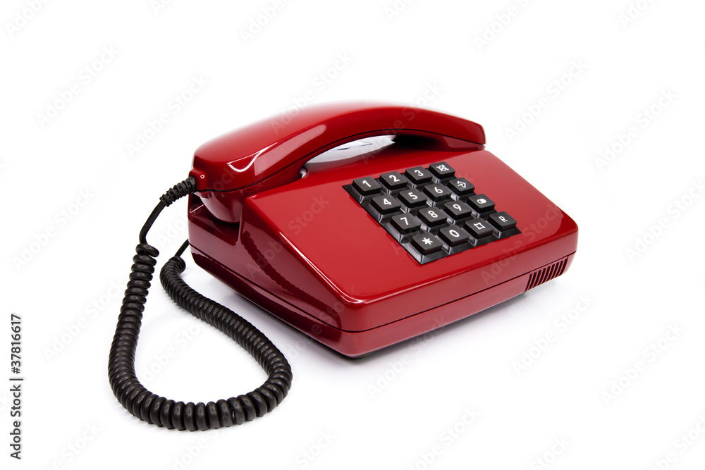 Klassisches rotes Telefon aus den Achtzigern Klassisches rotes Telefon aus den Achtzigern