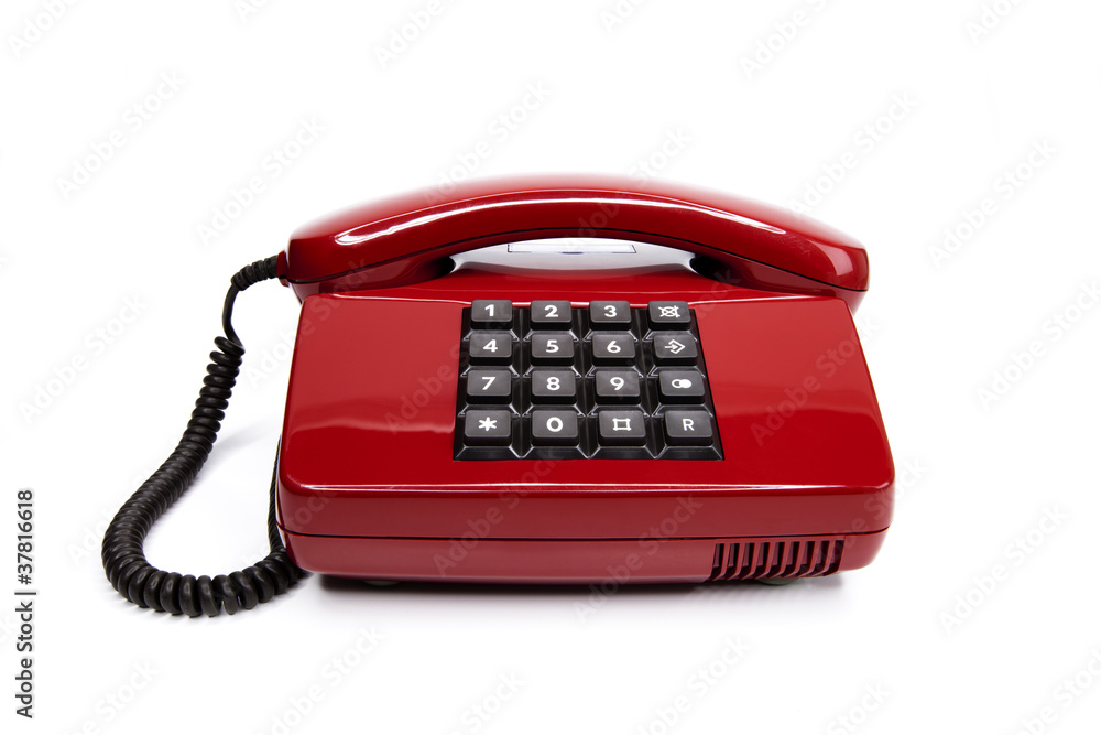 Klassisches rotes Telefon aus den Achtzigern Klassisches rotes Telefon aus den Achtzigern