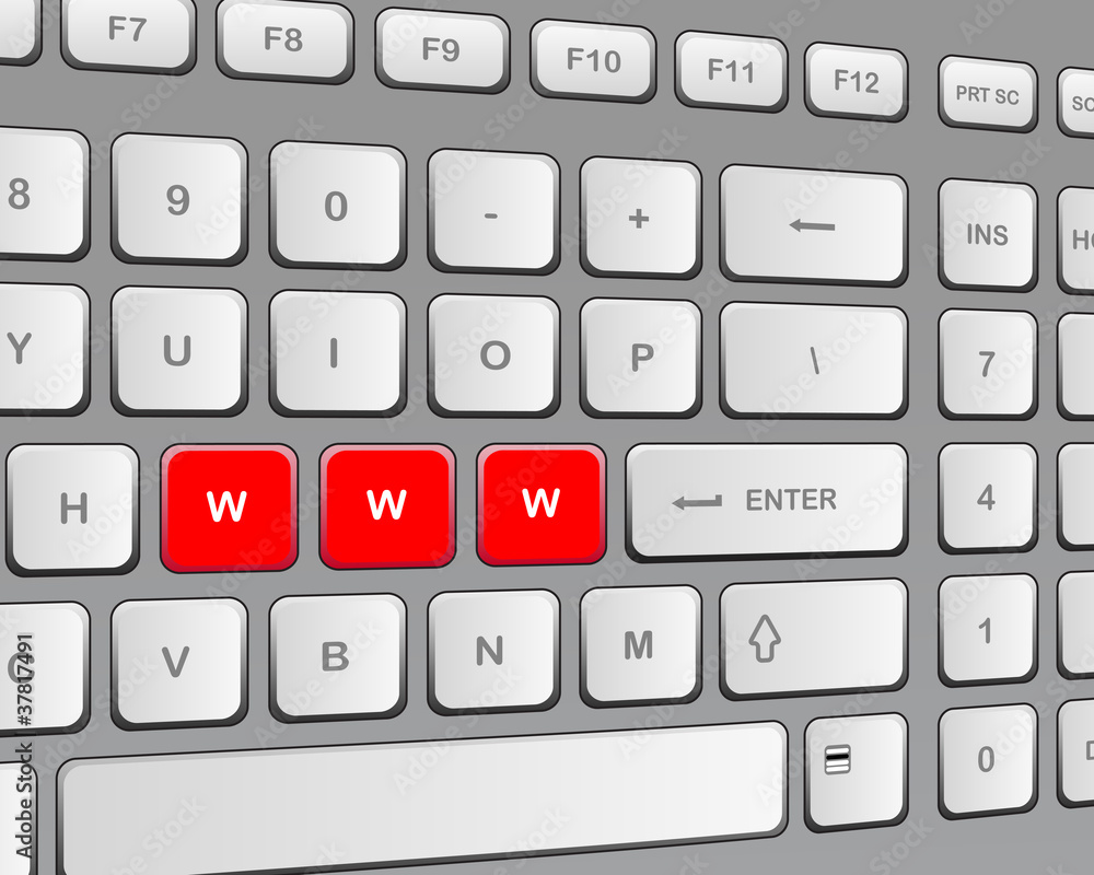 Keyboard with three red buttons Keyboard with three red buttons