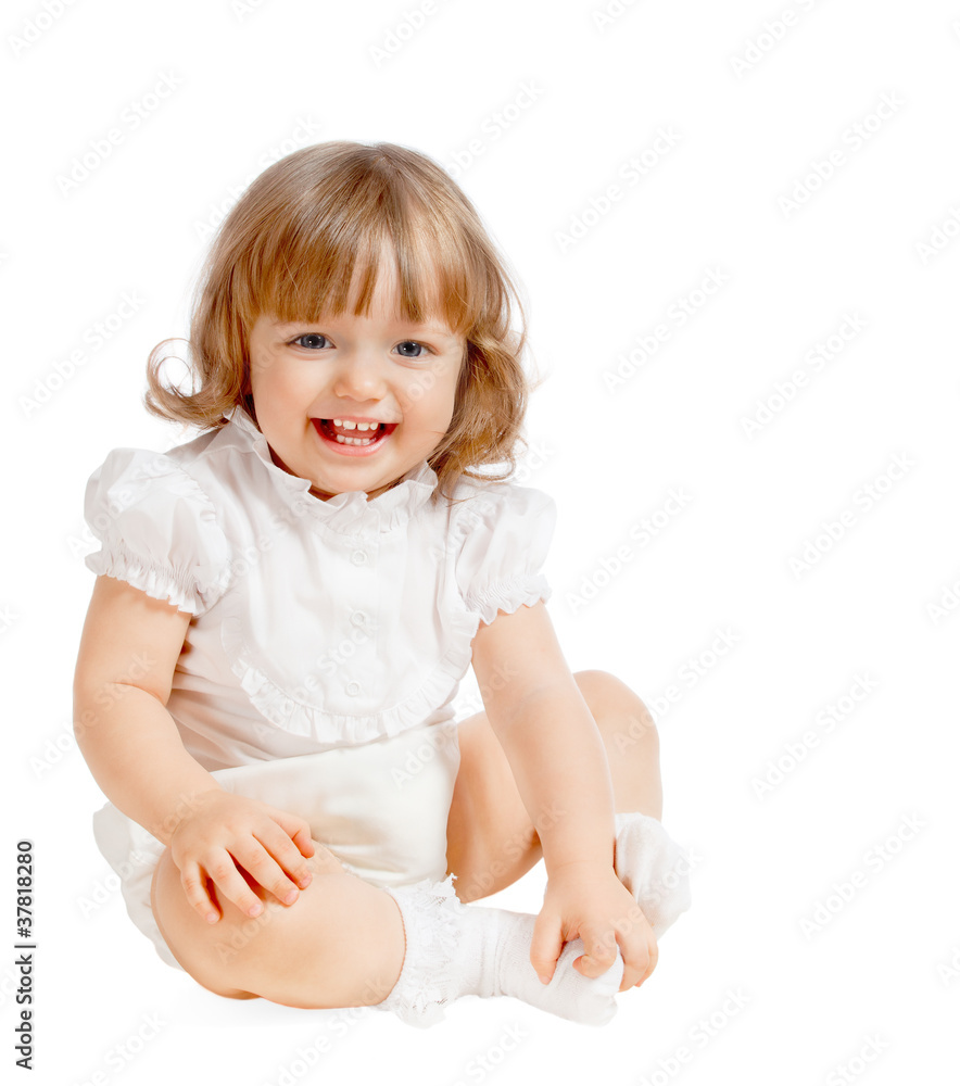 Emotional beautiful girl on a white background Emotional beautiful girl on a white background