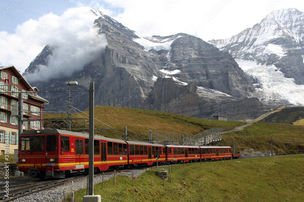 Swiss railway system in the alps