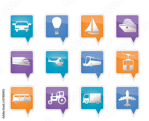 Transportation and travel icons - vector icon set