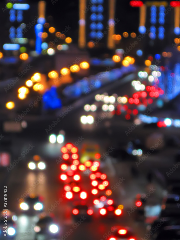 abstract holiday street illuminations, traffic light diversity.