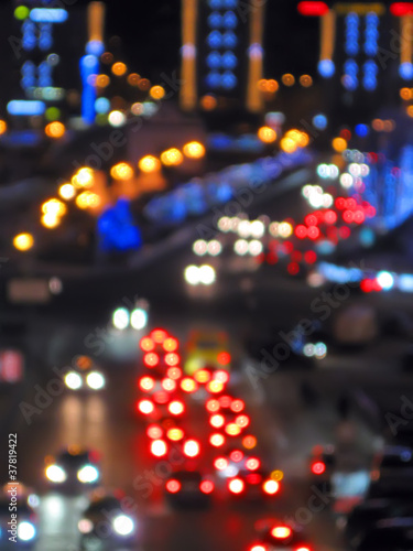 abstract holiday street illuminations, traffic light diversity. © FMUA
