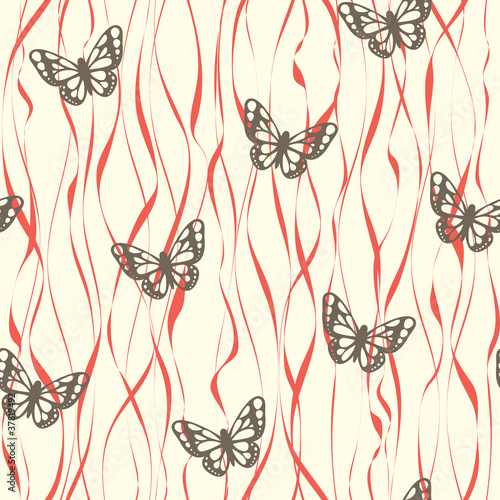 Vector seamless pattern with butterflies