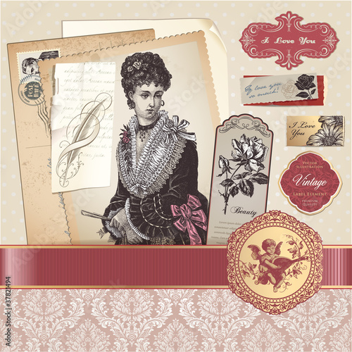Vintage romantic vector elements
