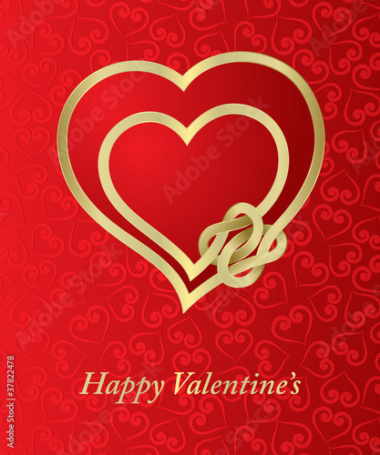 Valentine card with  knotted hearts
