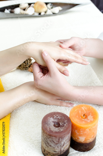 Hands massage in the spa salon