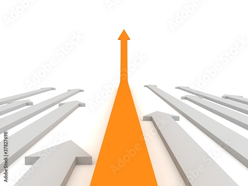 Move ahead orange arrow. Success grow concept