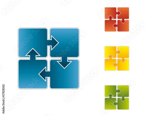 4 Pfeile Schema für Präsentation