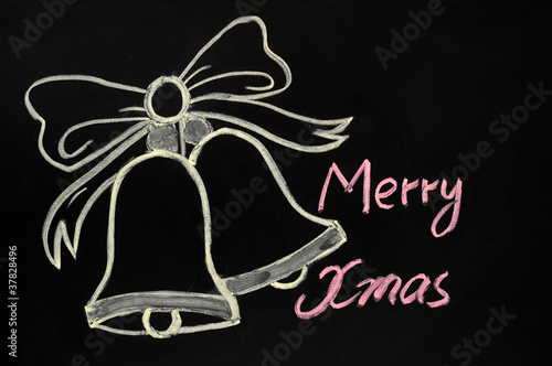 Jingle bells drawn with chalk photo