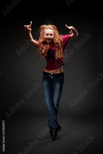 attractive young woman dancing