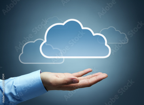 Cloud computing concept with copy space photo