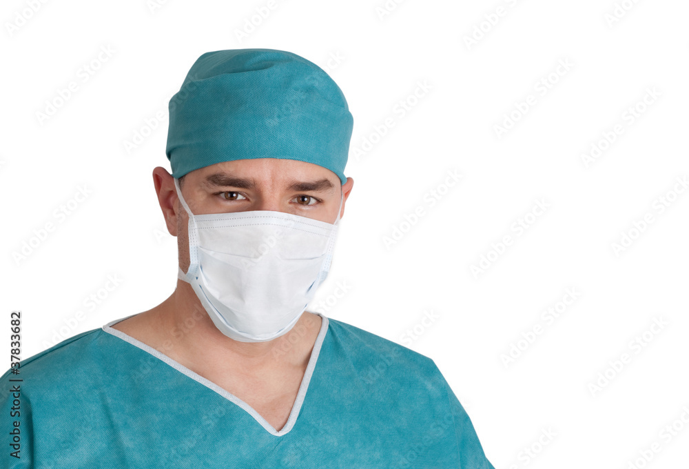 Portrait of doctor in scrubs. Close up shot. Portrait of doctor in scrubs. Close up shot.