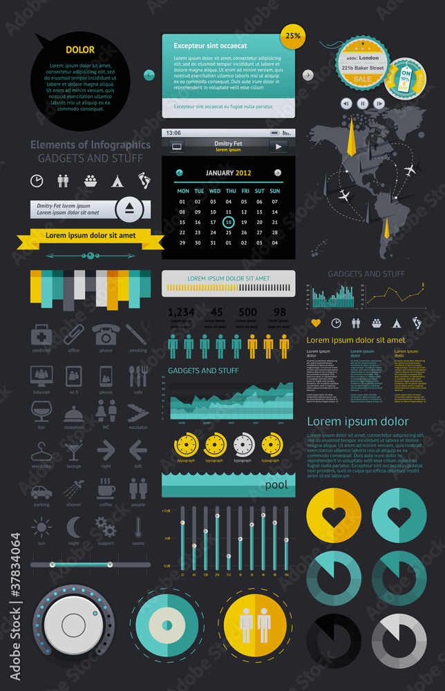 Elements of Infographics with buttons and menus Elements of Infographics with buttons and menus