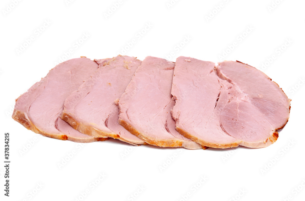 pieces of pork abreast, isolated