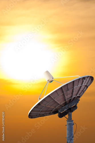 Fototapeta Naklejka Na Ścianę i Meble -  Big Satellite Dish in the Evening Sun