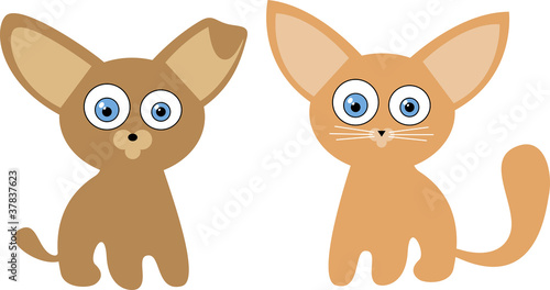 Puppy and kitten illustration