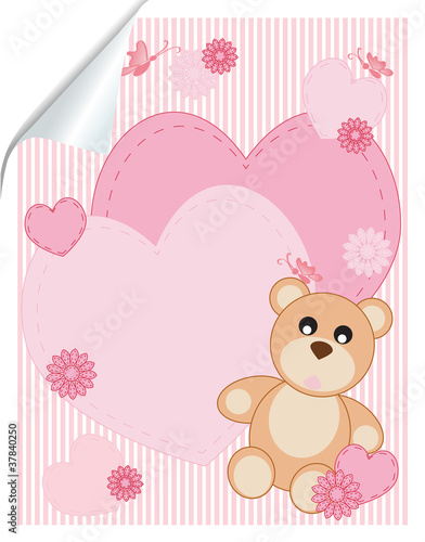 abstract background with hearts and bear