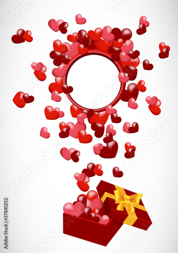 abstract background with a gift and hearts