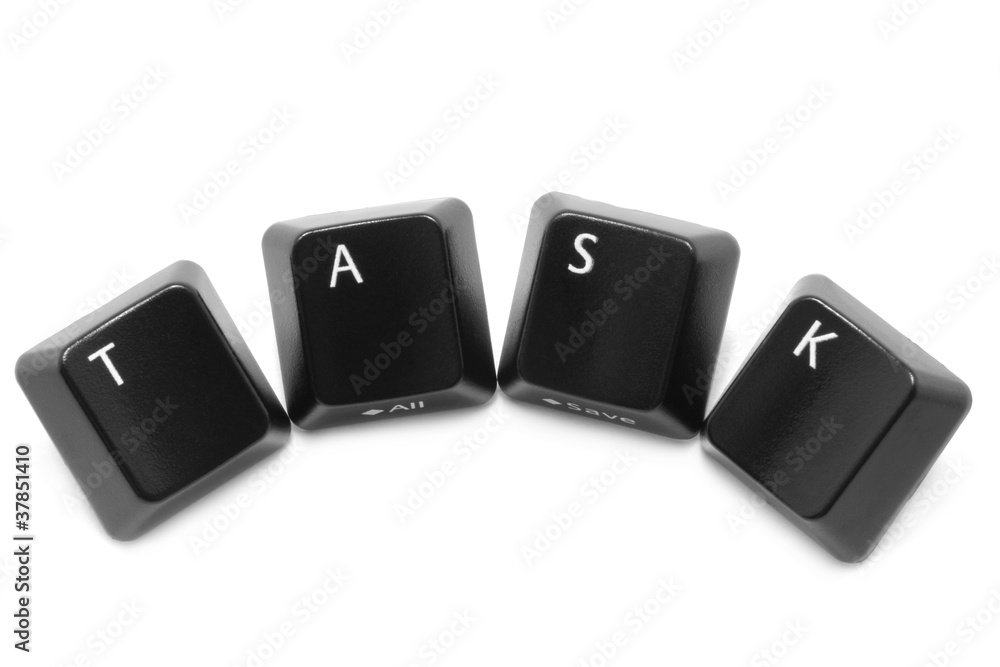 Keyboard keys made the word task Keyboard keys made the word task
