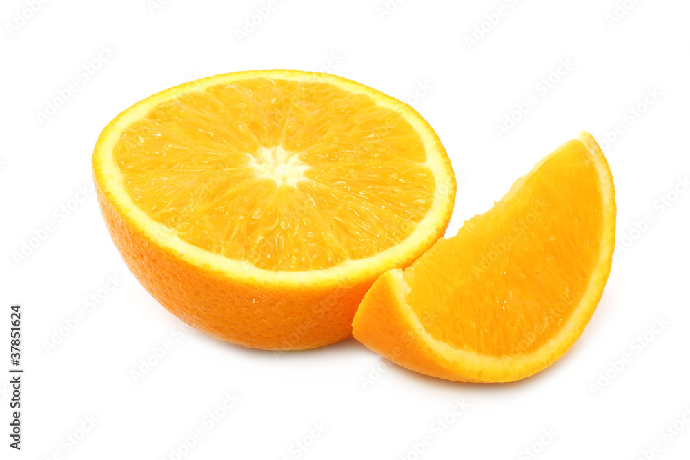 Orange segments on white background Orange segments on white background