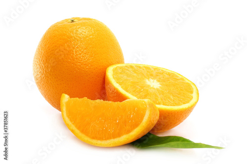 Oranges on white background