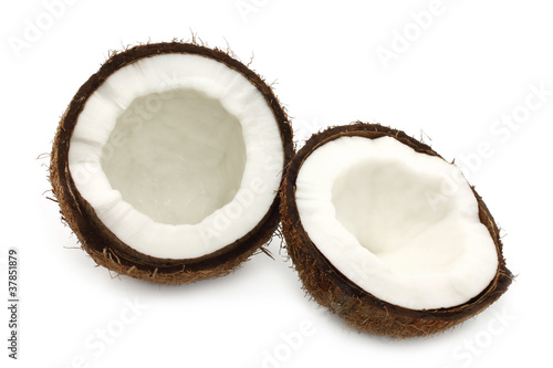 Cut coconut on white background © rvlsoft
