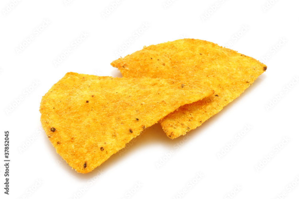 Fototapeta premium Mexican nachos on white background