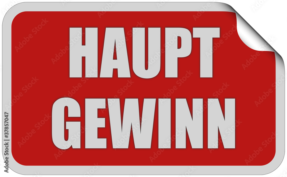 Sticker rot eckig curl oben HAUPTGEWINN Sticker rot eckig curl oben HAUPTGEWINN